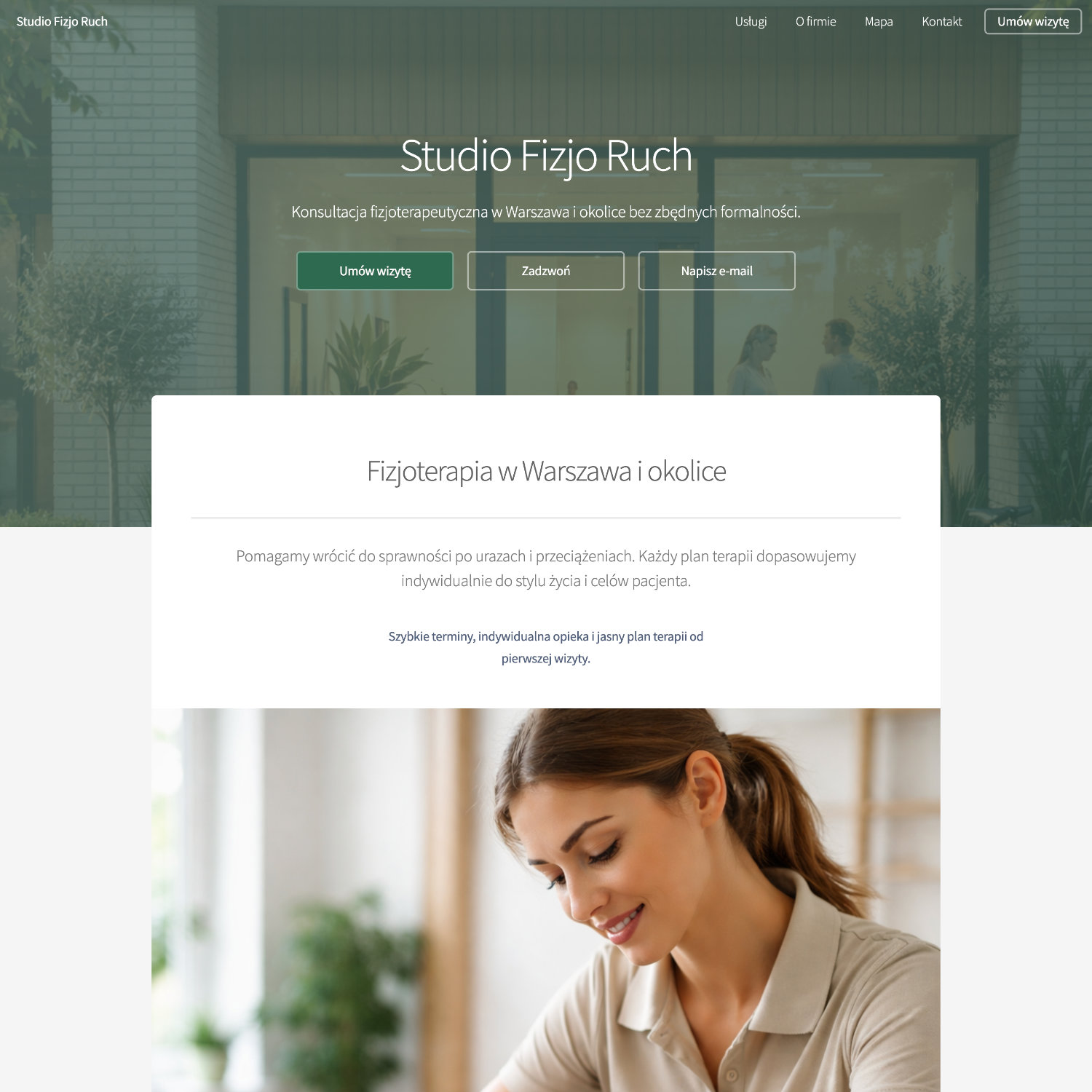 Podgląd przykładowej strony wygenerowanej w 1be.pl